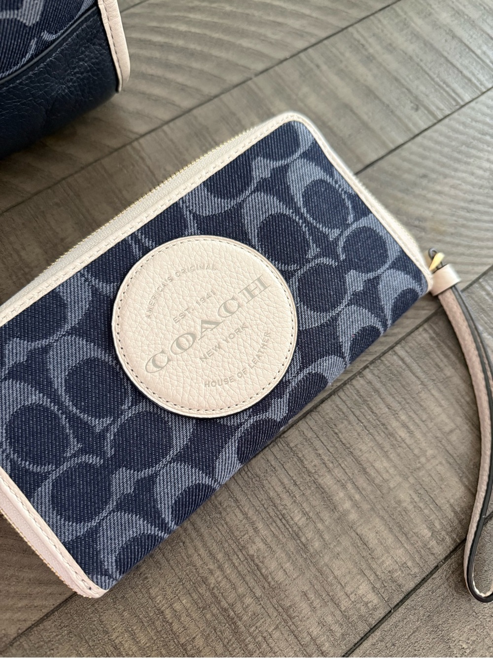 Coach Navy Canvas Tote and Wristlet with Cream Trim - Picture 2 of 7
